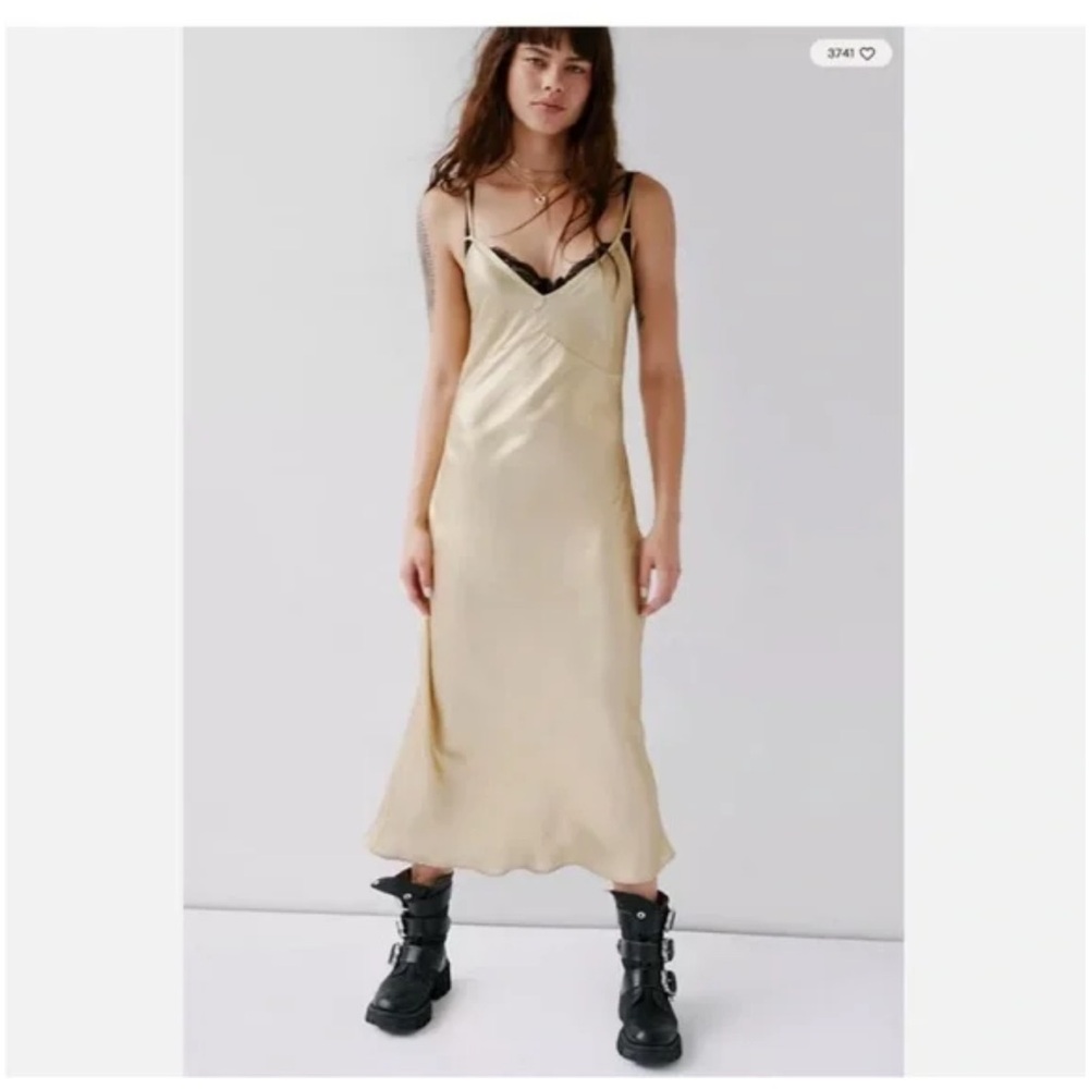 FREE PEOPLE Intimately 
Drop Everything Bias Slip. Gold Foil XL